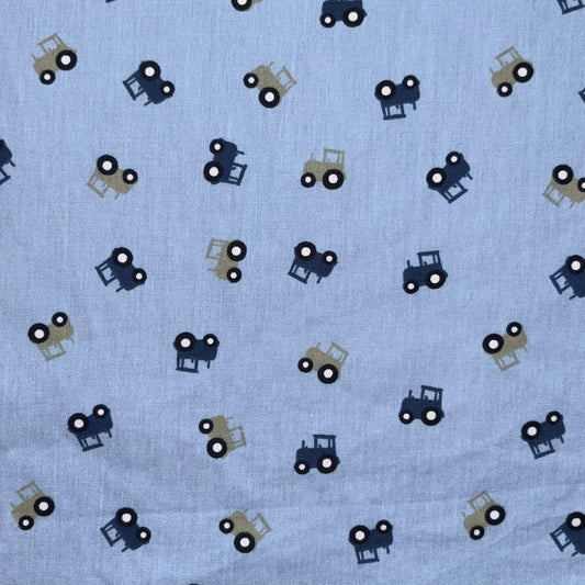 Knisperdoekje blauwe tractors klein (20x20cm)